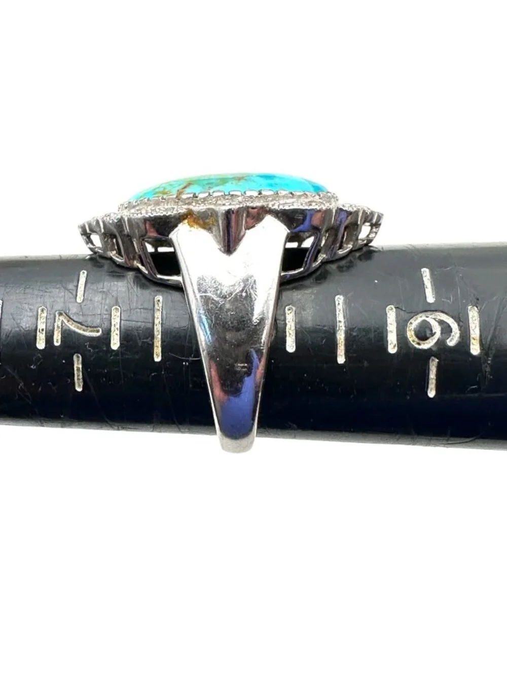 Designer JTV Womens Ring Sterling Silver Turquoise White Topaz Size 8